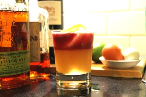 Classic New York Sour made with rye whiskey and homemade sour mix