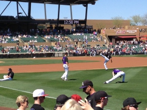 Rockies pre-game warm up. Their athleticism is inspiring. Very. Inspiring. 