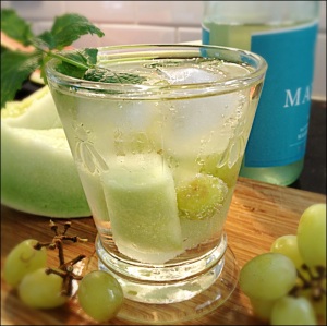 White Wine Sangria with Melon  Mint