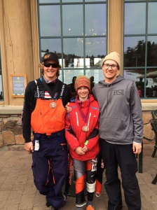 My son (in the middle) with his racing coaches at Snowbasin this year. 